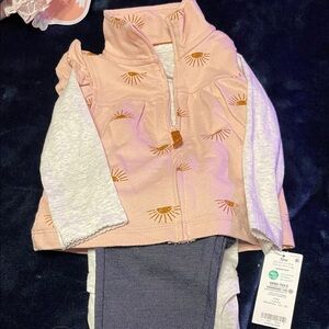 Carter's Pink and White Sun Print Baby Set